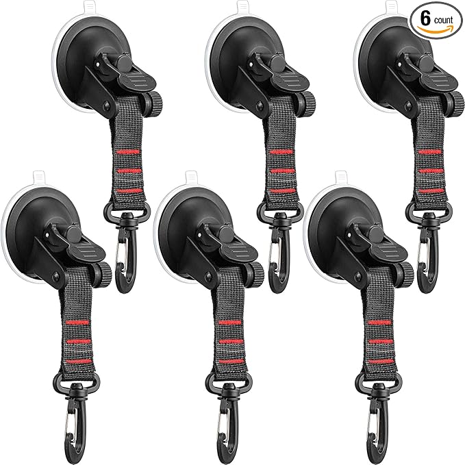 Maitys Heavy Duty Suction Cups with Hooks Tie Down Strong Suction Cup Anchor Car Camping Accessories Vacuum Outdoor Hanging Hooks for Car Boat Awning Camping Tent Trap
