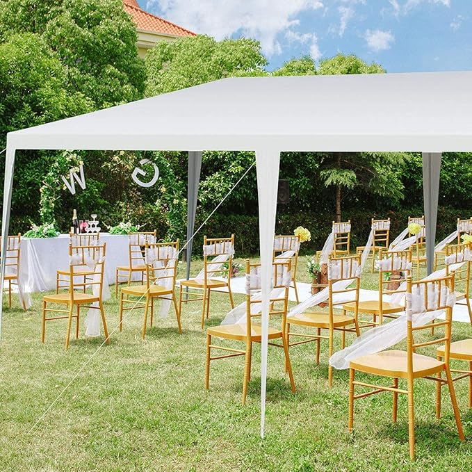 Tangkula 10 x 20 Feet Canopy Tent, Waterproof Wedding Canopy with Wind Rope, Outdoor Shelter Pavilion for Parties, Commercial Activity, Camping, Heavy Duty White Party Tent for Family Friends