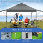Tangkula 10x17.6 Ft Pop Up Canopy with Adjustable Dual Awnings, 2 Tier Outdoor Canopy Tent with 8 Stakes, 4 Ropes, 4 Sand Bags, Wheeled Bag, Easy Setup Instant Tent for Patio, Market, Picnic