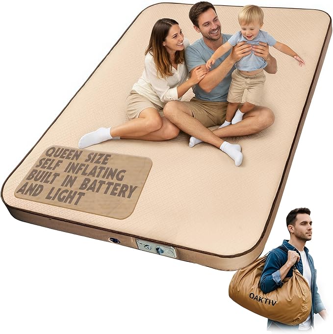 Self-Inflating Camping Sleeping Pad – 4" Wandermate Memory Foam Air Mattress for Backpacking, Car Camping & Tents, Compact and Durable