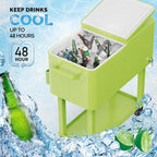 VINGLI 80 Quart Rolling Ice Chest, Portable Patio Party Bar Drink Cooler Cart, with Shelf, Beverage Pool with Bottle Opener