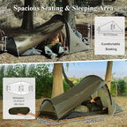 Ultralight Bivy Tent 1 Person Waterproof Solo Tent with 39.4" Peak Height for Camping, Hiking, Motorcycle and Backpacking