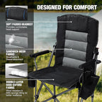 Extra Tall Folding Chairs for Adults 330lbs with Adjustable Backrest, Portable Bar Height Foldable Director Chairs with Lumbar Support, Comfortable with High Back and Footrest, Black
