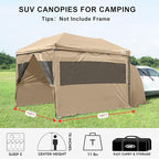 KAMPKEEPER 5pcs Sidewalls for 10X10 Commercial Instant Canopy Tent, Converts Canopy into Tent for Camping with Removable SUV Tailgate - Khaki (Canopy Pole/Shelter NOT Included)