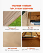 Camping Hot Tent with Stove Jack, Lightweight 4 Season Tent for 2 Persons, Waterproof with Double Layer Door & Vent, for Hiking, Fishing and Backpacking