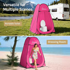Wolfwise Pop Up Shower Tent, Portable Instant Changing Tent with Ventilation Window & Carry Bag, Privacy Bathroom Toilet for Beach, Camping & Outdoor, Width 47 ", Height 75 ", Rose Red