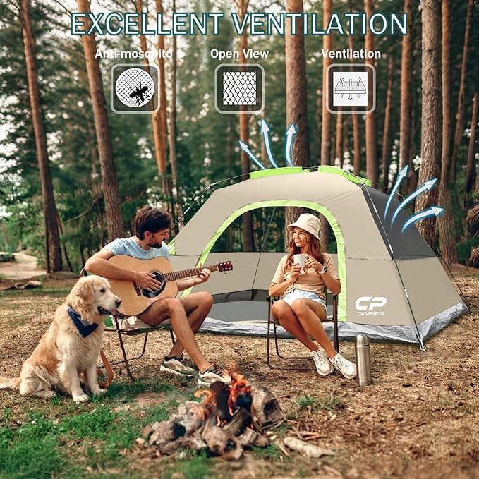 Tents for Camping 4 Person Tent Waterproof Windproof Double Layer Camping Tent, Easy Setup Dome Tent with Large Mesh Windows & Wider Door for Outdoor Camping & Hiking