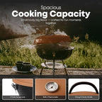 GasOne CG-14T – 14-inch Portable Barbecue Grill with 3-Point Locking Lid for Heat Preservation – Dual Venting System – Small Charcoal Grill for Backyard, Camping, Boat