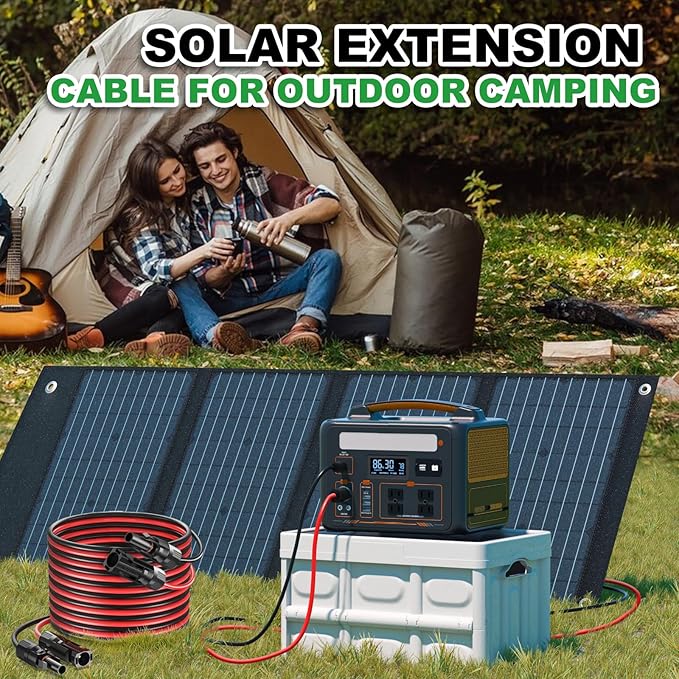Oududianzi Solar Extension Cable 40Ft, Solar Wire 10AWG, Tinned Copper PV Cable 10Gauge, Solar Panel Wires and Connectors for Home RV Boat Outdoor Camping Solar Photovoltaic Systems, Set of 2