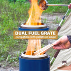 HGD 8.0 x 5.5 Inch Mini Fire Pit, Small Tabletop Fire Pit, Smokeless Table Top Firepit for Patio, Indoor Outdoor with Carry Bag, Fueled by Pellets or Wood, Stainless Steel, Blue
