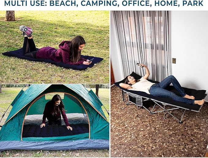 Zento Camping Cot Mattress Foam Pad for Adults – Thick Soft Ultra Comfort Sleeping Pad for Traveling Hiking Outdoor or Indoor Use – Lightweight Easy to Carry Foldable Waterproof Adult Cot Mattress