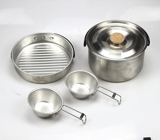 11Pcs Camping Cookware Set，Portable Camping Essentials with Accessories，Stainless Steel Lightweight Nonstick Pots、Pans、Bowls and Utensils for Backpacking RV Tailgating Cooking and Outdoor Cooking