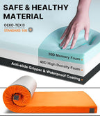 3 Inch Memory Foam Camping Mattress, Dual Layer Thick Sleeping Camp Pad for Car Tent Cot, Roll-Up Portable Glamping Floor Bed for Guests Sleepover