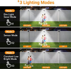 Magnetic Solar Motion Lights Outdoor, Motion Sensor Outdoor Lights with 92 LEDs, 360°Rotatable Adjustable Solar Fence Lights (600 LM,6000 K), Waterproof Security Light for Deck,Gutter,Camping (2 Pack)