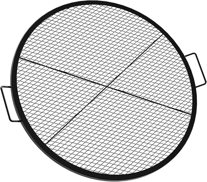 onlyfire Round Fire Pit Grill Grate, Heavy-Duty Steel Cooking Grate with X-Marks Design, Portable Campfire Grill for Outdoor BBQ, Camping, Picnics - 30 Inch