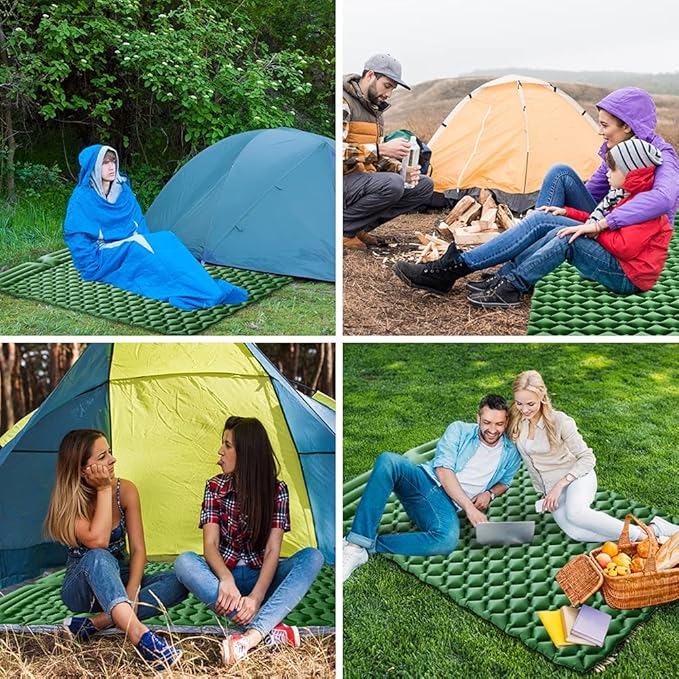 Lixada Inflatable Double Sleeping Pad with Pillow 2 Person Camping Air Mattress for Tent Outdoor Backpacking Traveling Hiking Picnic