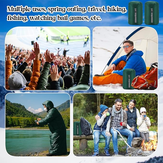 Macarrie Cold Weather Wearable Sleeping Bag for Adults with Sleeves and Hood 74 Inch Long 0 Degree Winter Weather Insulated Extreme Cold Sleeping Bag Coat for Camping Hiking Stadium