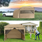 KAMPKEEPER 5pcs Sidewalls for 10X10 Commercial Instant Canopy Tent, Converts Canopy into Tent for Camping with Removable SUV Tailgate - Khaki (Canopy Pole/Shelter NOT Included)