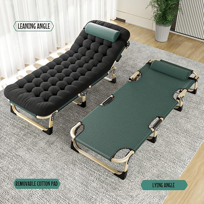 Adjustable Adults Reclining Chaise - Folding Camping Cot for Adults, Sleeping Cots, 193x68cm - Ideal for Outdoor, Home, Office - Portable and Comfortable Camp Bed for All Ages
