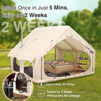 2025 Upgraded Waterproof Inflatable Camping Tent, Large Blow-Up Air Tent, No Assembly Needed Luxury Glamping House, Oxford Fabric