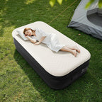 Outvita Twin Air Mattress with Built-in Pump, Foam Topper Inflatable Air Bed Quick Assembly Comfort Luxury Blow Up Sleeping Mat for Guests and Home, Camping, Travel, 650lbs Weight Capacity
