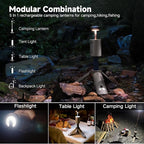 Camping Lantern Rechargeable, Portable Magnetic Camping Lights with 12000mAh Battery, Telescoping IPX6/IPX7 Waterproof Flashlights, Camping Lamp for Emergency, Camping, Hiking (Tactical Brown)