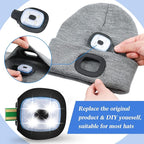 Mudder LED USB Rechargeable Beanie Light with Rubber Piece for LED Beanie Hat Craft Kits, Easy Install and Replaceable Headlamp Hat DIY Unisex Hand-Free Headlight for Men and Women(4 Pieces)