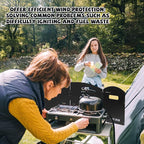 Heavy-Duty Carbon Steel Camp Stove Windscreen with Top Shelf, 4 Panel Folding Wind Shield for Gas Stove, Portable Wind Blocker for Outdoor Camping Cooking