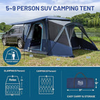 TIMBER RIDGE 5-9 Person SUV Tent with Screen Porch and Awning for Family Camping, Weather Resistant and Portable Van or Car Tent, Includes Rainfly and Storage Bag, 13' W X 10' L X 7.1' H
