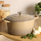 Crock Pot Artisan 5-Quart Round Cast Iron Dutch Oven Pot With Lid - Gradient Taupe
