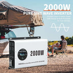 2000W Pure Sine Wave Power Inverter DC 12V to AC 120V Converter with LCD Display, Wireless Remote Control, 4 AC Outlets, 1 Hardwire Terminal, Dual USB Ports for RV Truck Boat Solar System