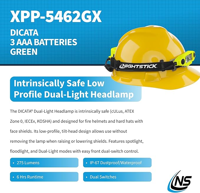 Nightstick XPP-5462GX DICATA® Intrinsically Safe Low-Profile Dual-Light Headlamp