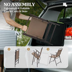 Crestlive Products Set of 4 Patio Folding Chairs 4-Pack Dining Chairs Outdoor Portable Sling with Armrest for Camping, Beach, Garden, Pool, Backyard, Deck (Brown)
