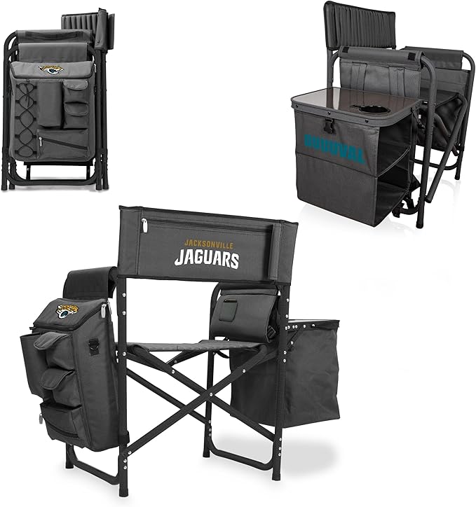 Picnic TIME NFL Unisex-Adult NFL Fusion Camping Chair with Side Table and Soft Cooler, Beach Chair for Adults, Lawn Chair