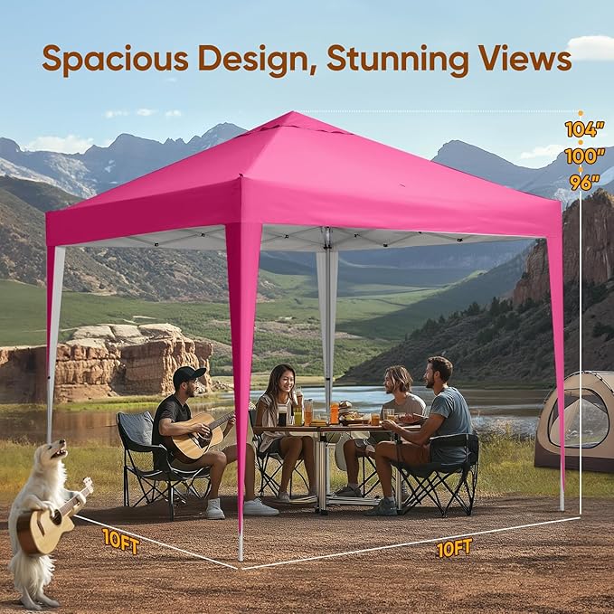 Quictent 10x10 Pop Up Canopy Tent - Instant Setup Gazebo for 1 Person, Portable & Compact, Waterproof & UV Protection, Ideal for Camping, Beach, Parties, Markets and Outdoor Events