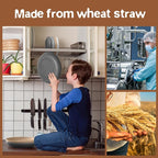 Teivio 32-Piece Kitchen Plastic Wheat Straw Dinnerware Set, Service for 8, Unbreakable Plates, Bowls and Cups Set, Farmhouse Outdoor Camping Dishes for Rustic Life/Country/Vintage, Country