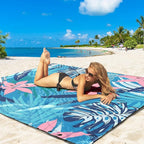 Beach Blanket Waterproof Sandproof Beach Mat 79" X 83"/10'x9'for 2-8 Adults Quick Drying Outdoor Picnic Mat Beach Accessories for Travel, Camping, Hiking