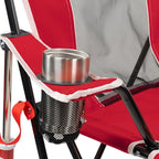GCI Outdoor Comfort Pro Rocker Camping Chair | Portable Folding Rocking Chair with Durable Armrests & Drink Holder | Official Collegiate Licensed Sideline Sports Chair | Nebraska Cornhuskers