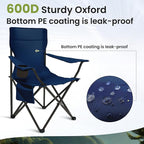 Portable Camping Chair 2 Pack, Folding Outdoor Chair with Cup Holder & Side Pocket for Camping, Hiking, Picnic, Beach (Navy Blue)