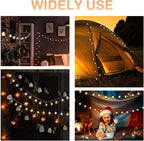 AceList 20 LED Black Lantern String Lights Mini Kerosene Lamp for Indoor Outdoor Patio Garden Holiday Home Ramadan Wedding Party Christmas Tree New Year Decorations(Warm White Light)