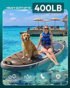 10'6''x33''Inflatable Stand Up Paddle Board, 400lbs Extra Wide Stand Up Paddleboard with Kayak Seat, Anti-Slip EVA Deck Premium SUP Accessories Kit, Non-Slip Stable Deck Boat for Yoga Fishing Surf