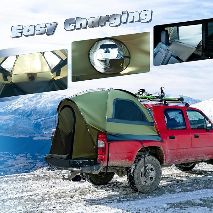 Truck Bed Tent, Waterproof PU3000mm Pickup Truck Tent for Camping Bed, 2-3 Person Sleeping Truck Tent, Portable for Car Camping