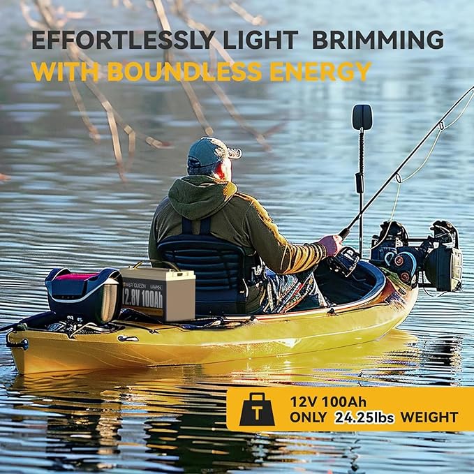 Power Queen LiFePO4 Battery 12V 100Ah, Group 31 Lithium Battery, with 1280Wh Energy and BMS Protection, Up to 15000 Deep Cycles for RV Trailer, Camper Van, Solar Off-Grid