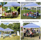 Nazhura 10' x 10' Pop Up Canopy with Sand Weight Bag, Awing for Patio, Freestanding Sun Shelter for Picnic and Camping, One Person Setup, White (Blue Stripe)