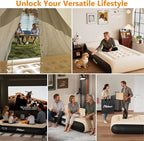 Queen Air Mattress Full with Built in Pump for Camping 16" High Speed Inflatable Mattress Inflation Completed in 3 Minutes, Luxury Blow up Mattress Comfort Flocked Airbed for Guest,Home