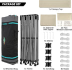 COBIZI 10x30 Heavy Duty Pop up Canopy with 8 sidewalls Party Tent for Parties Weddings Events UPF 50+ Waterproof Commercial Gazebo with Roller Bag, Khaki(Frame Thickened)