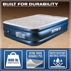 Pittman Outdoors - 20" Luxury Air Mattress Queen with Built in Pump, Premium Comfort Queen Size Blow up Mattress, 700lb Capacity - Ideal for Home Visits, Guests, Travel or Camping, Includes Carry Bag