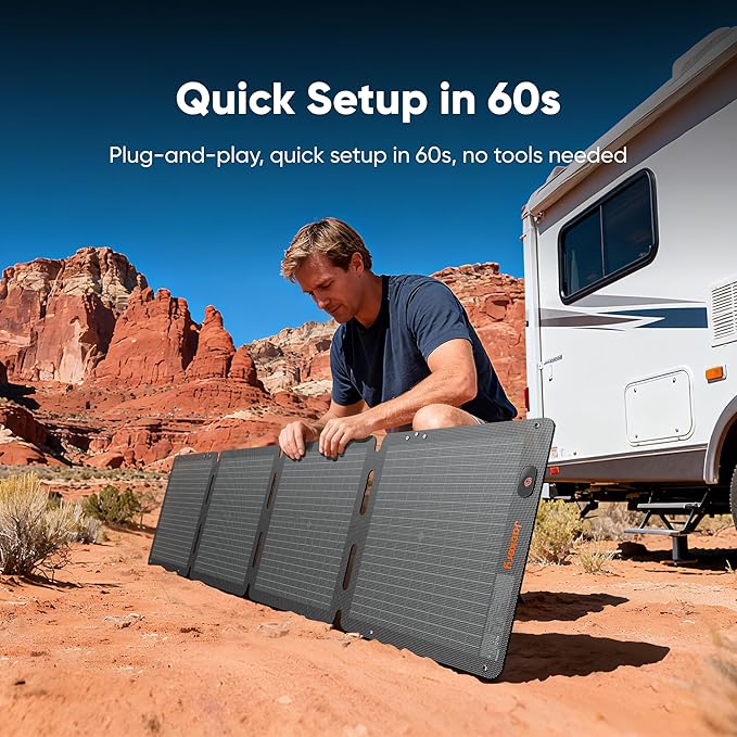 Jackery SolarSaga 100W Air Solar Panel, 23% Conversion Efficiency Bifacial Panels, IP65 Waterproof, Foldable and Portable Solar Charger for Power Stations, RVs, Camping, Off-Grid Life, and PV Charging