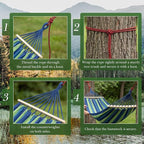 SATINIOR 4 Pack Canvas Portable Camping Hammocks with 4 Carrying Pouch 8 Tree Straps 8 Anti Roll Balance Beam Large 86.6 x 59 Hanging Hammock for Patio Backyard Outdoor, Red & Blue & Green & White