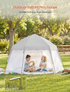 Portable Large Kids Beach Tent Shelter with Canopy UV Cover, Indoor Outdoor Camping Tent,with Thick Removable Floor for Sleeping Or Beach Shelter (Light Grey)